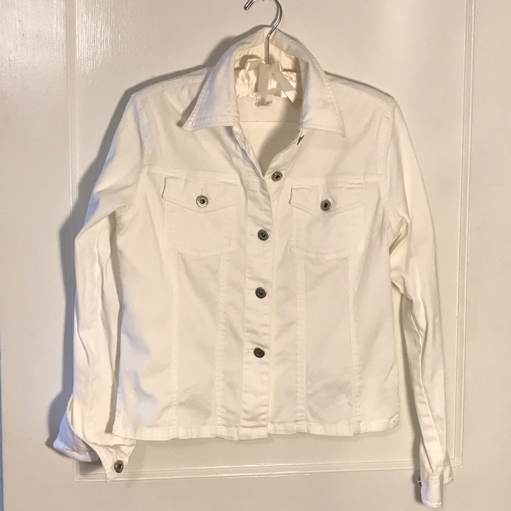 Women's Crisp White Cotton Trucker Denim look Jacket small